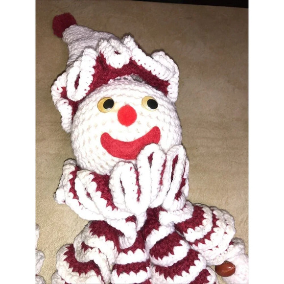 2 Vtg Clown Crochet Dolls Yarn Handmade Mississippi State Football MCM 80s Fan - Picture 9 of 12